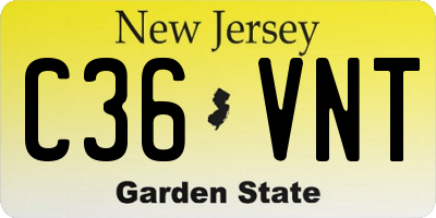 NJ license plate C36VNT
