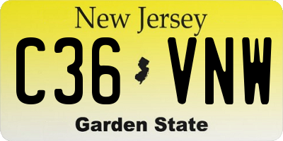 NJ license plate C36VNW