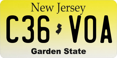 NJ license plate C36VOA