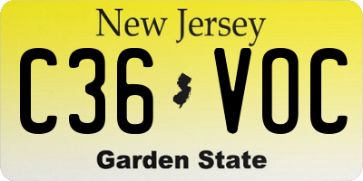 NJ license plate C36VOC