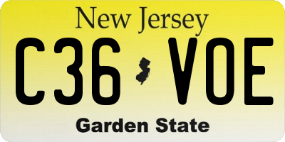 NJ license plate C36VOE