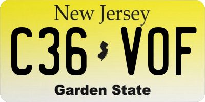 NJ license plate C36VOF