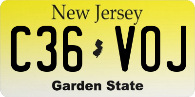 NJ license plate C36VOJ