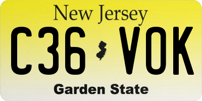 NJ license plate C36VOK