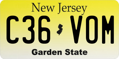 NJ license plate C36VOM