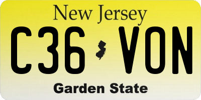 NJ license plate C36VON