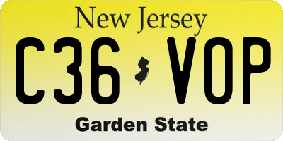 NJ license plate C36VOP