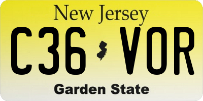 NJ license plate C36VOR