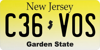 NJ license plate C36VOS