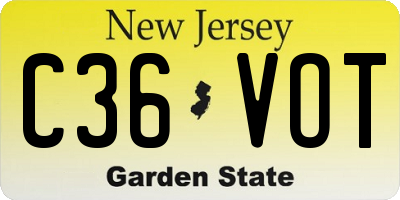 NJ license plate C36VOT