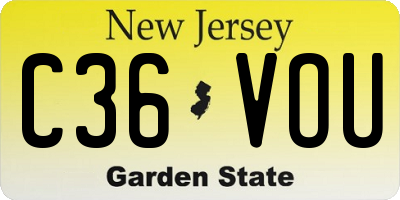 NJ license plate C36VOU