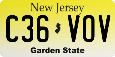 NJ license plate C36VOV