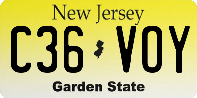 NJ license plate C36VOY