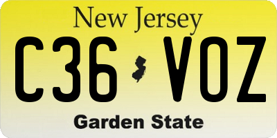 NJ license plate C36VOZ