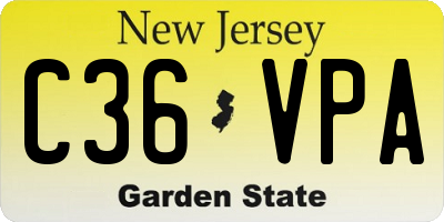NJ license plate C36VPA