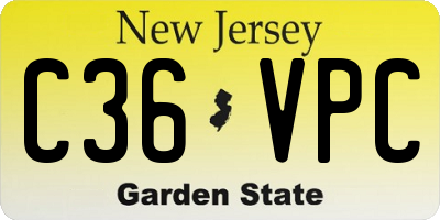 NJ license plate C36VPC