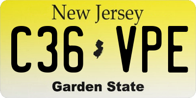 NJ license plate C36VPE