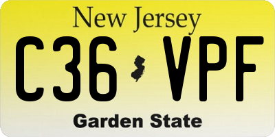 NJ license plate C36VPF
