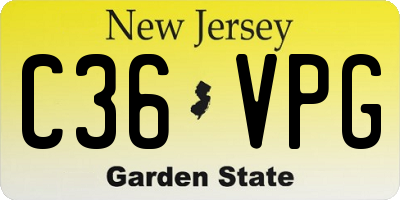 NJ license plate C36VPG