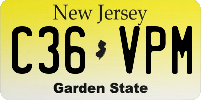 NJ license plate C36VPM