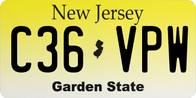 NJ license plate C36VPW