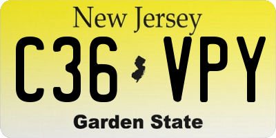 NJ license plate C36VPY