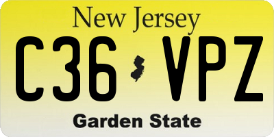 NJ license plate C36VPZ