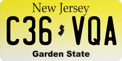 NJ license plate C36VQA