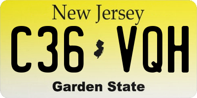 NJ license plate C36VQH