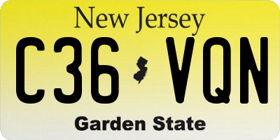 NJ license plate C36VQN
