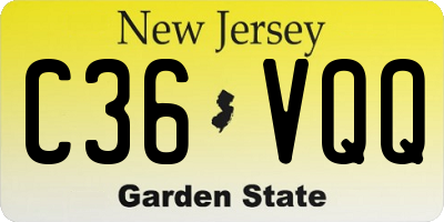 NJ license plate C36VQQ