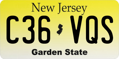 NJ license plate C36VQS