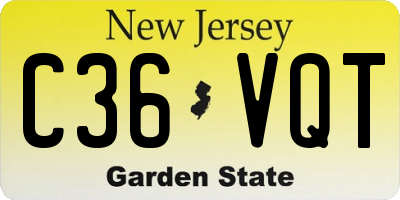 NJ license plate C36VQT