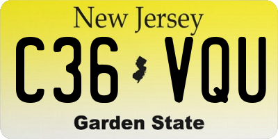 NJ license plate C36VQU