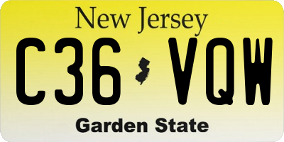 NJ license plate C36VQW