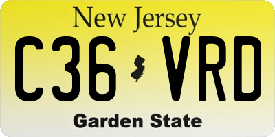 NJ license plate C36VRD