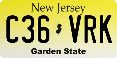 NJ license plate C36VRK