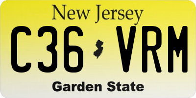 NJ license plate C36VRM