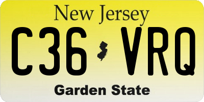 NJ license plate C36VRQ