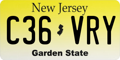 NJ license plate C36VRY