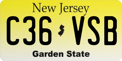 NJ license plate C36VSB