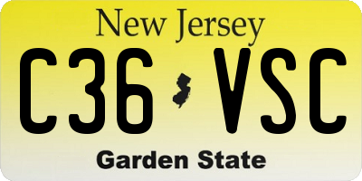 NJ license plate C36VSC