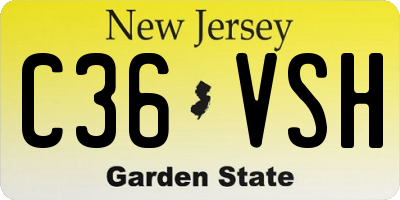 NJ license plate C36VSH