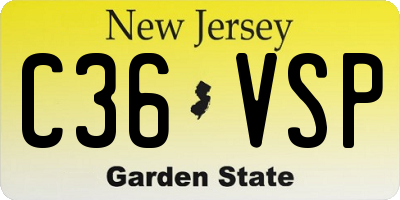 NJ license plate C36VSP