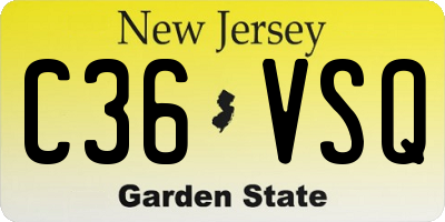 NJ license plate C36VSQ