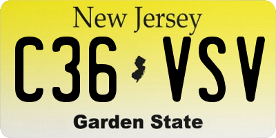 NJ license plate C36VSV