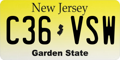 NJ license plate C36VSW