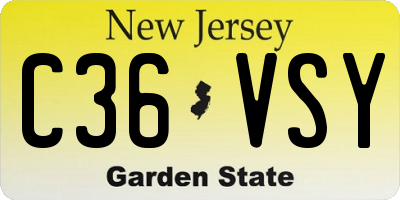 NJ license plate C36VSY