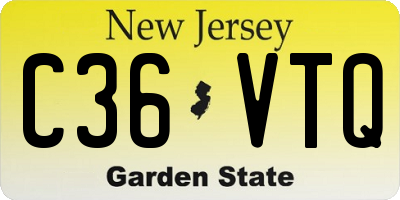 NJ license plate C36VTQ