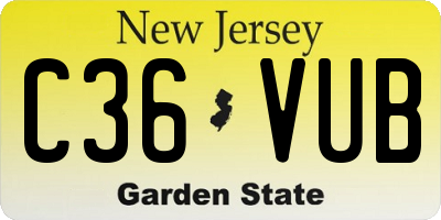 NJ license plate C36VUB